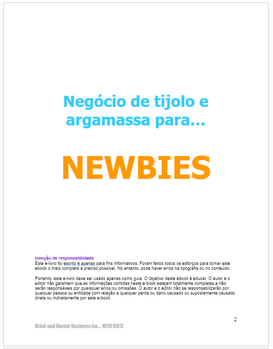 Negócio de Tijolo e Argamassa para Iniciantes